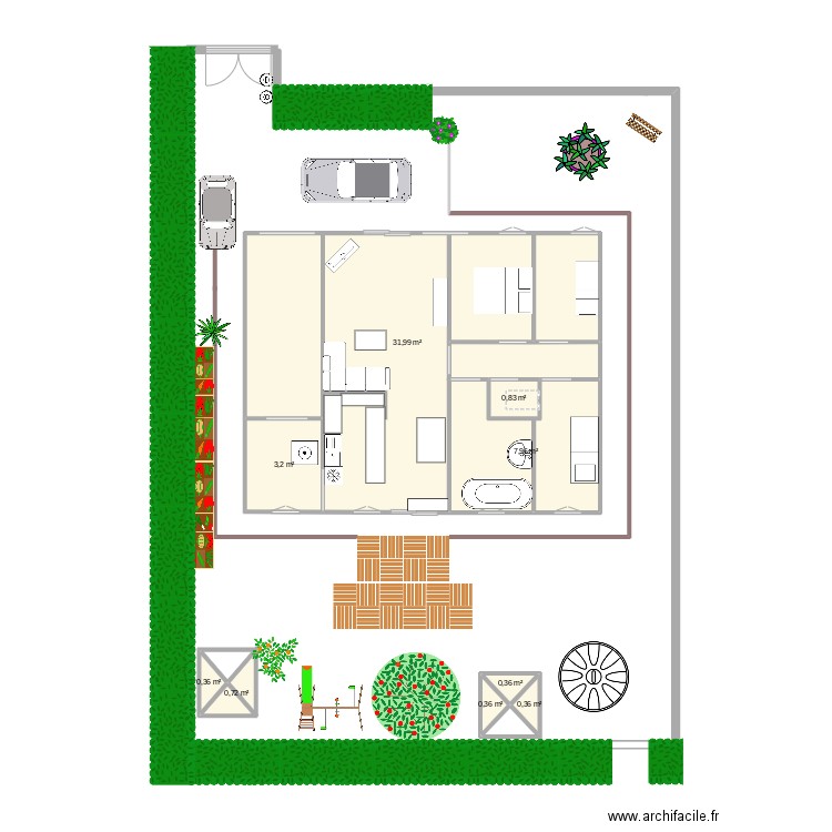 maison . Plan de 9 pièces et 46 m2