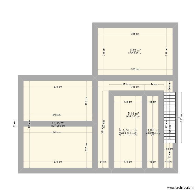 Etage 1. Plan de 5 pièces et 34 m2