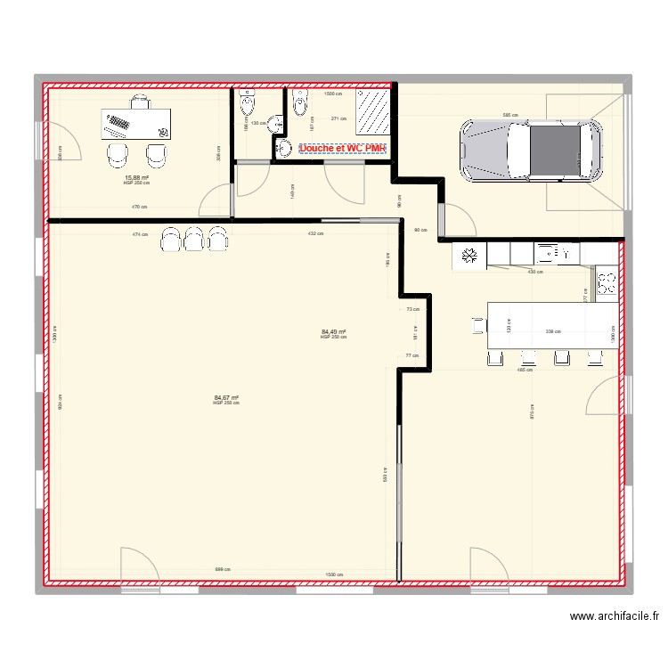 PESSION FORMATION. Plan de 3 pièces et 296 m2