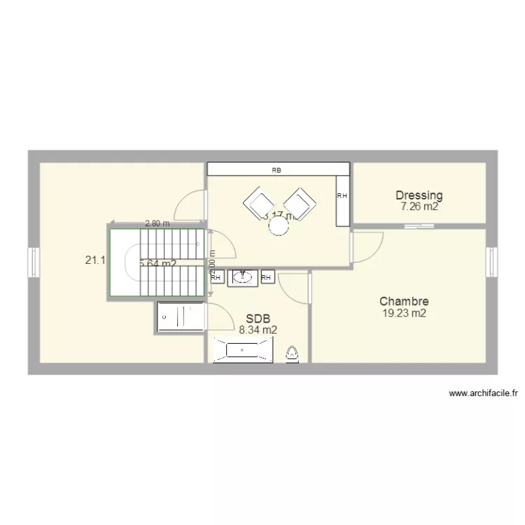 Maison grenier 26bis 10x14. Plan de 