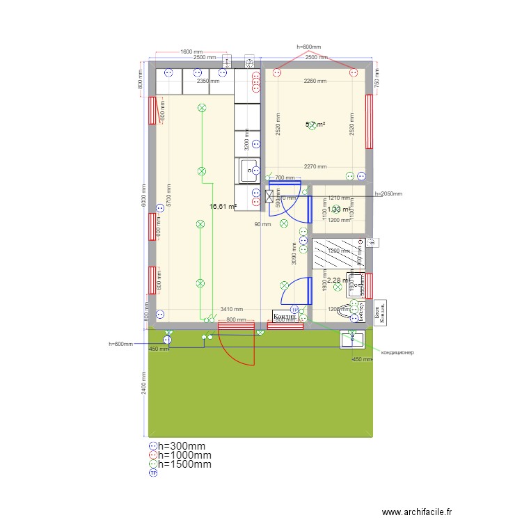 2м О. Plan de 0 pièce et 0 m2