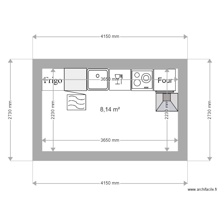 CUISINE T2 OUEST. Plan de 0 pièce et 0 m2