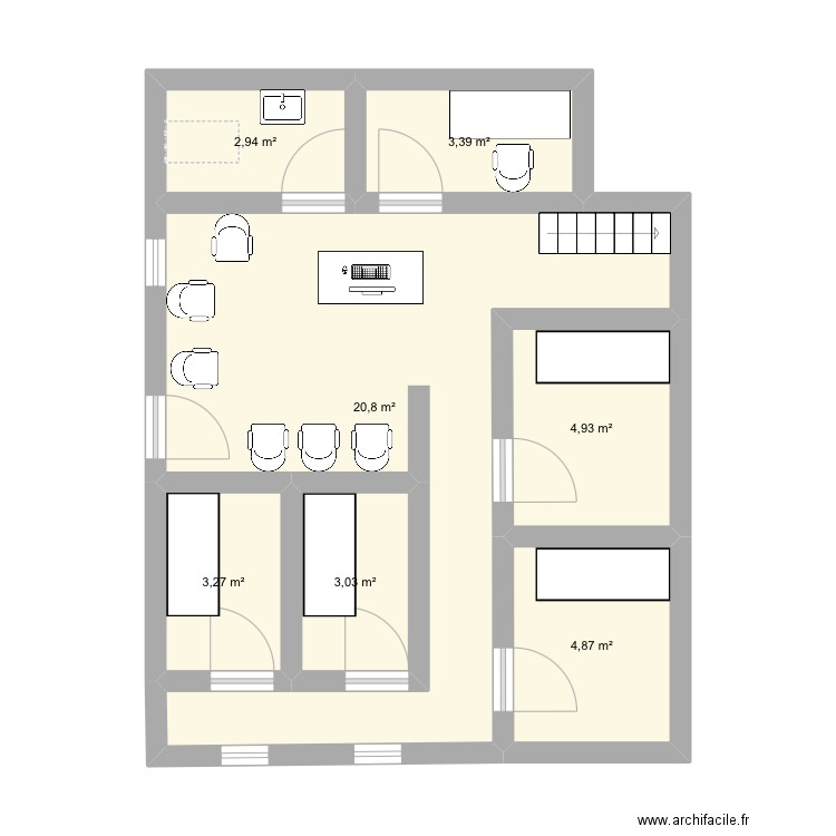 bts. Plan de 7 pièces et 43 m2