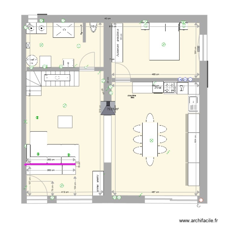 projet Chessenaz rez modif fini salon gauche 2. Plan de 0 pièce et 0 m2