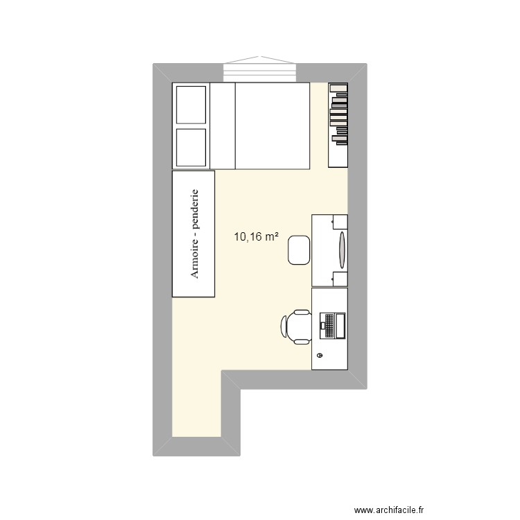 chambre constance. Plan de 1 pièce et 10 m2