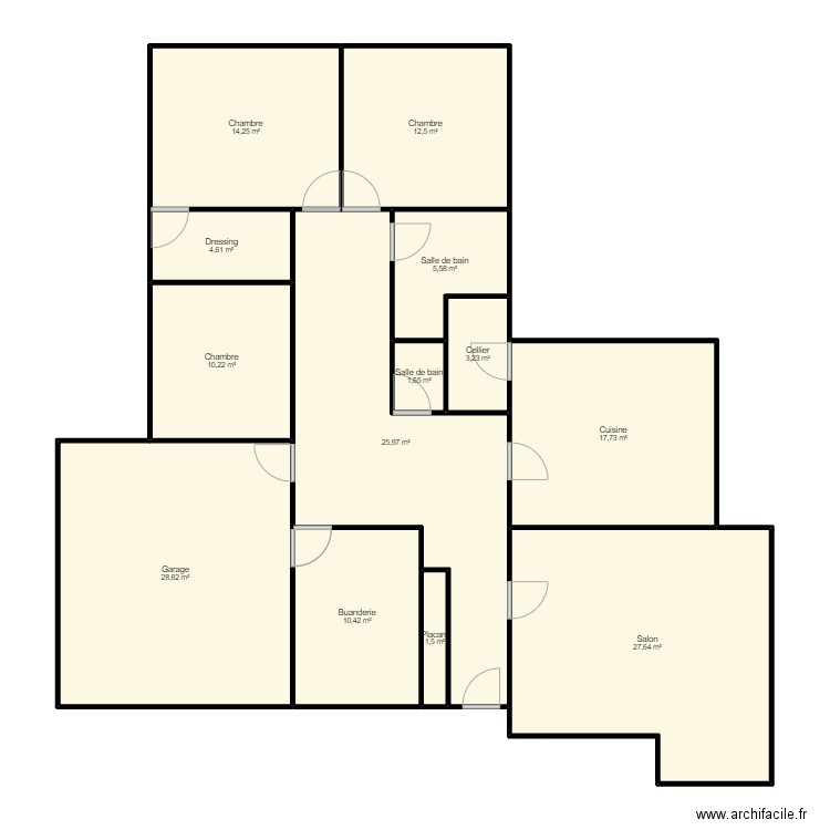 Villa ALI. Plan de 13 pièces et 164 m2