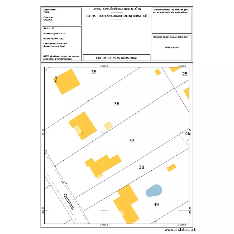 Test Mesure cadastre. Plan de 