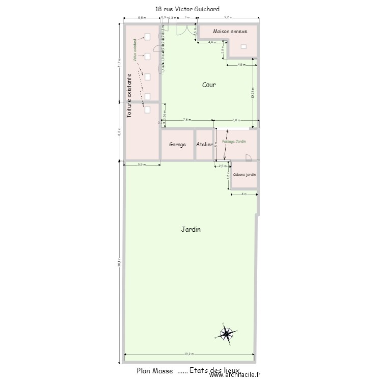 Plan Masse Etats des lieux. Plan de 9 pièces et 944 m2