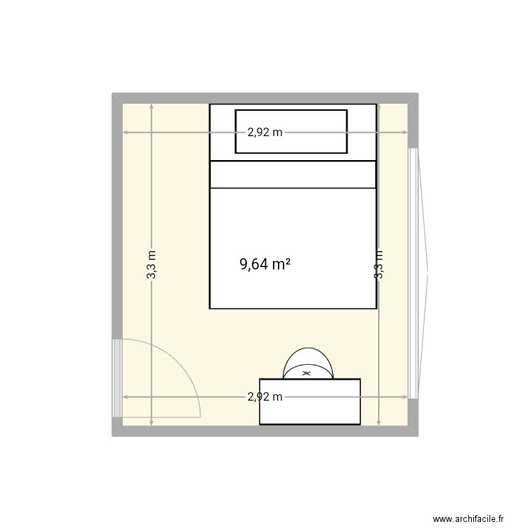 Chambre Robin Faches. Plan de 1 pièce et 10 m2