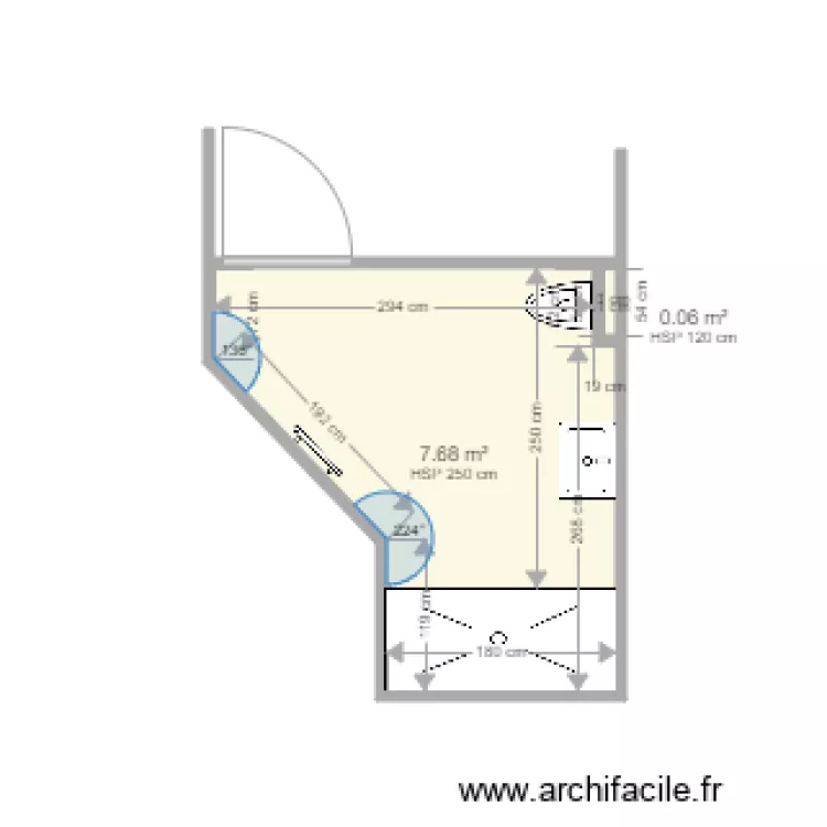 CHAMBRE B1 SDB. Plan de 