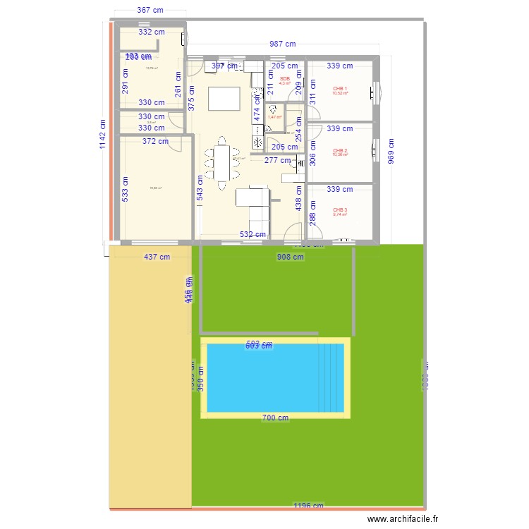 sam GENAS elec. Plan de 10 pièces et 121 m2