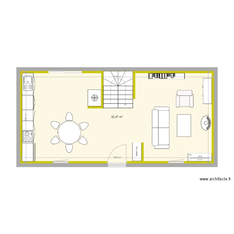 MAISON RIEC . Plan de 1 pièce et 52 m2