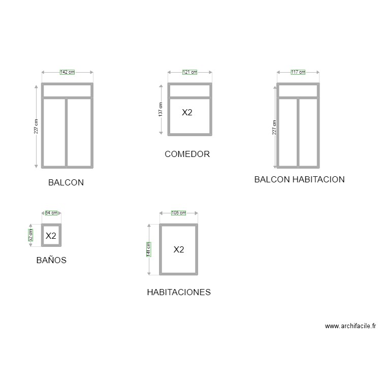 VENTANAS. Plan de 10 pièces et 8 m2