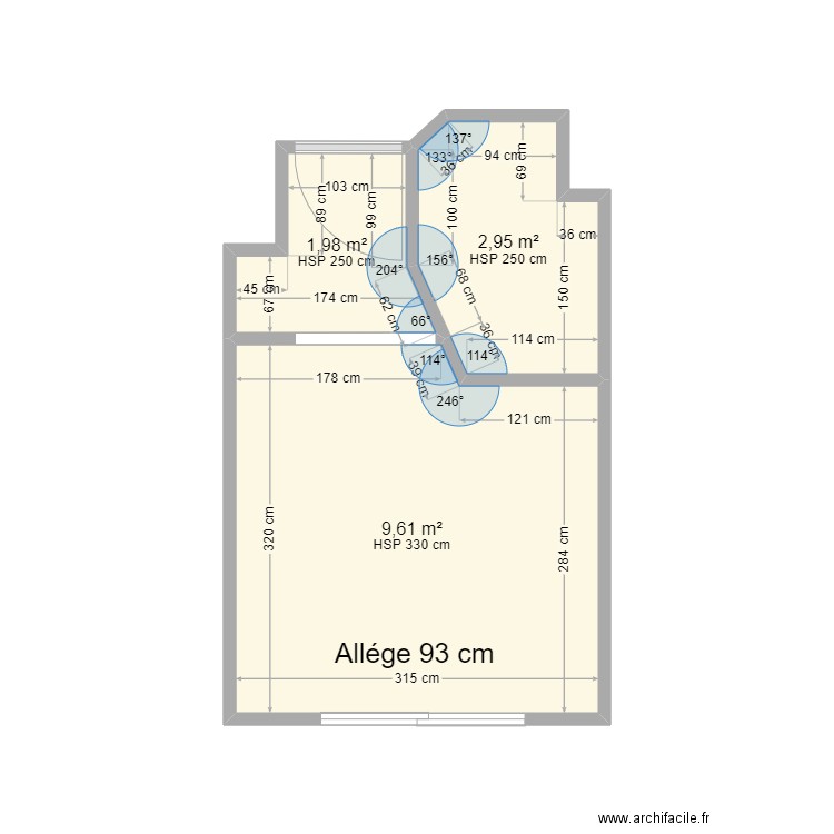 Salle de Bain PGS. Plan de 3 pièces et 15 m2