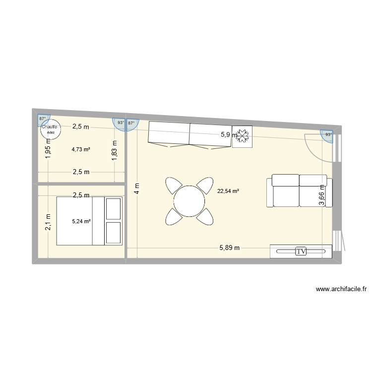 studio. Plan de 0 pièce et 0 m2