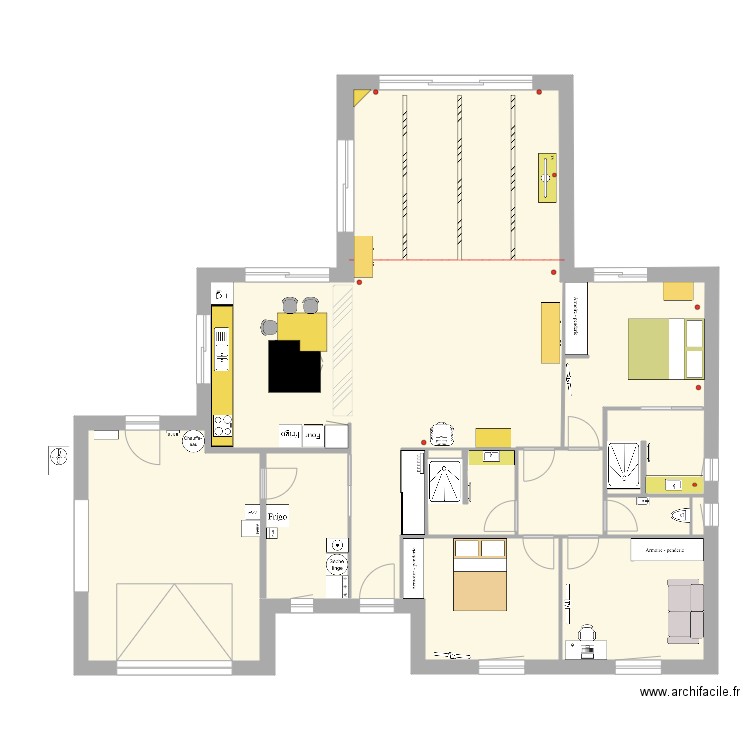 maison en V. Plan de 7 pièces et 162 m2