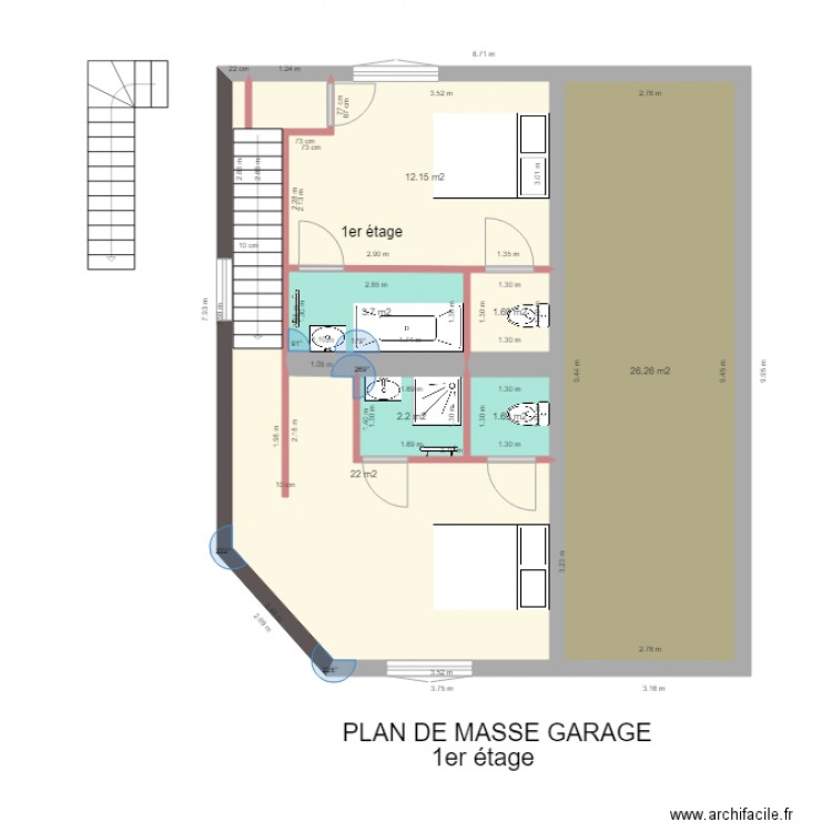 PLAN DE MASSE GARAGE la salle 1er étage sans garage. Plan de 0 pièce et 0 m2