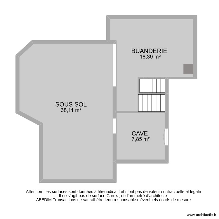 BI 8727 SOUS SOL. Plan de 5 pièces et 67 m2