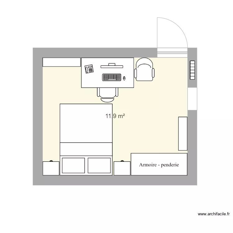ma chambre sans les mesutes . Plan de 