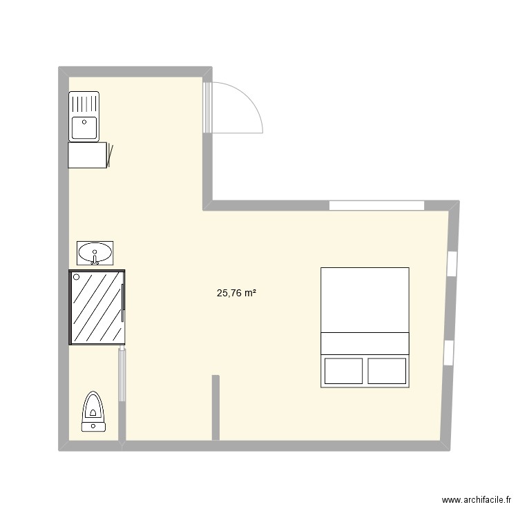 container. Plan de 1 pièce et 26 m2