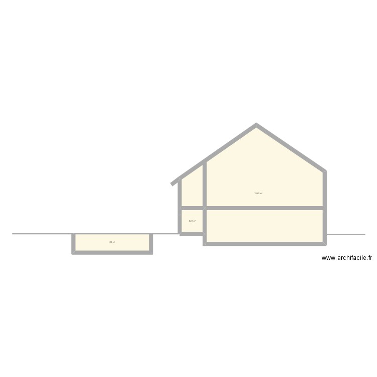 Plan de coupe. Plan de 3 pièces et 86 m2