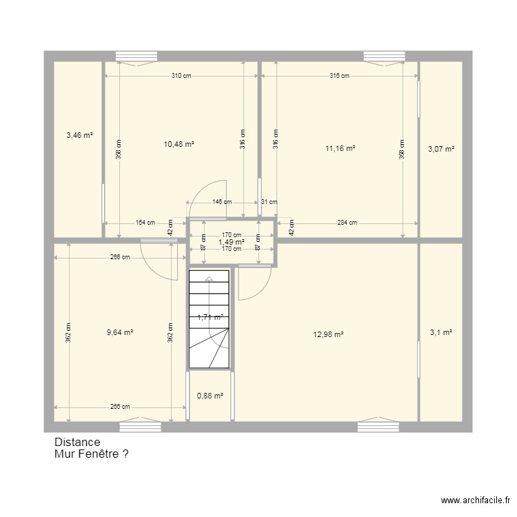 Maison haut original. Plan de 10 pièces et 58 m2