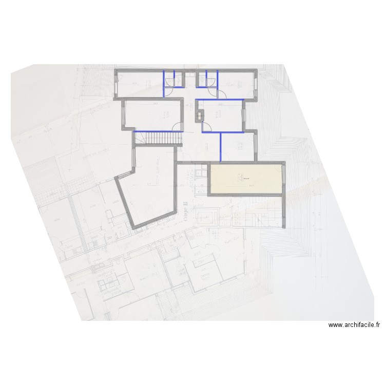 BUREAUX VF. Plan de 2 pièces et 19 m2