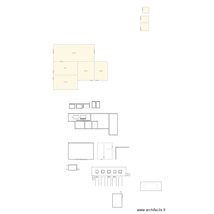 CUMAR. Plan de 21 pièces et 83 m2