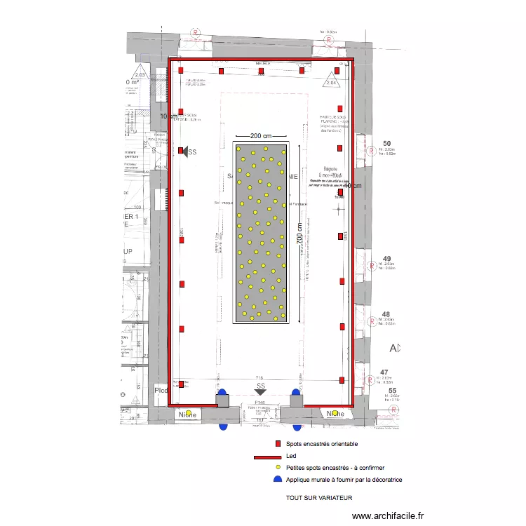 salle de ceremony Plan &eacute;clairage. Plan de 