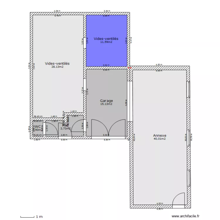 Maison apr&egrave;s travaux. Plan de 