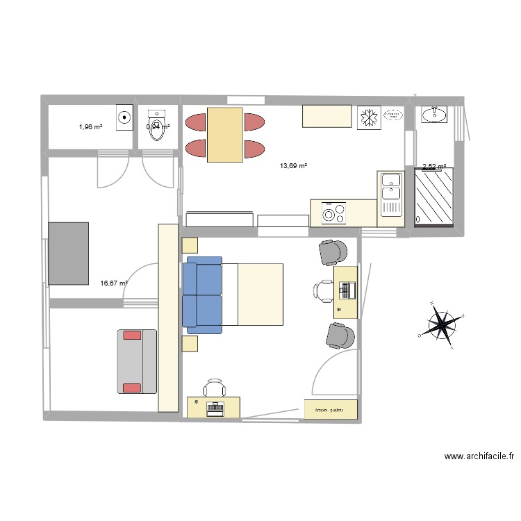 chalet 3. Plan de 5 pièces et 36 m2