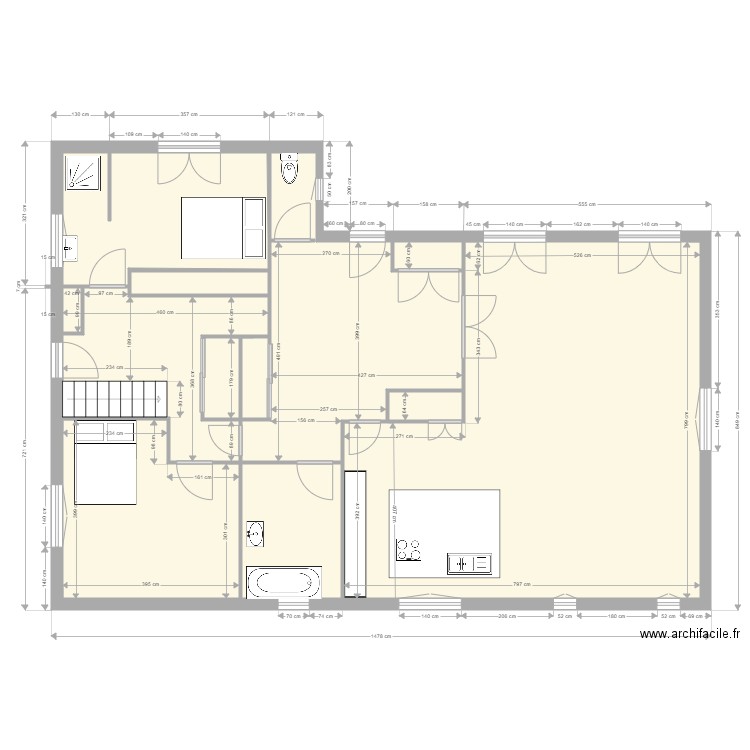                    1 Yvrac RDC état des lieux. Plan de 0 pièce et 0 m2