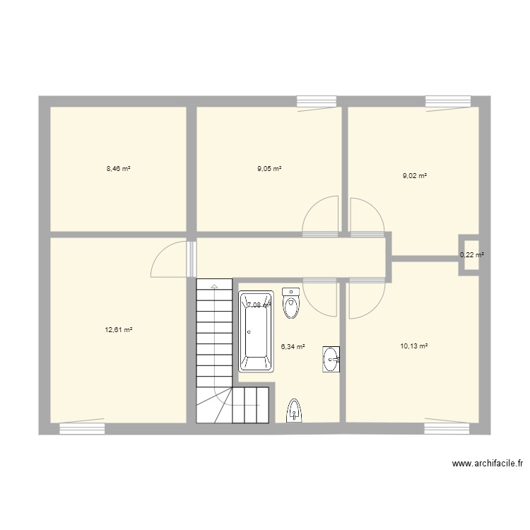 Palaiseau étage. Plan de 8 pièces et 63 m2