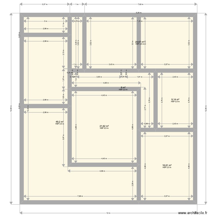 maison. Plan de 6 pièces et 129 m2