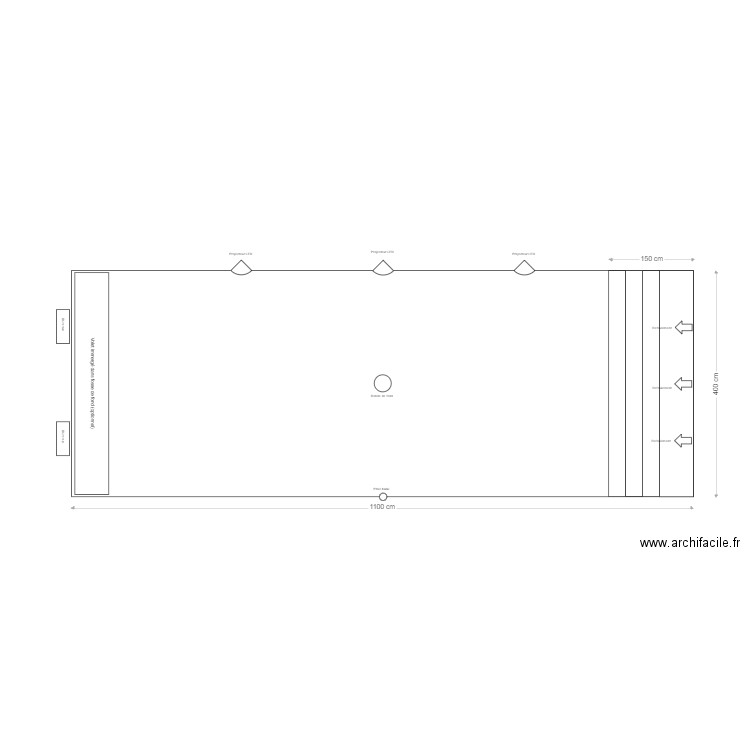 1100x400x150h cm. Plan de 0 pièce et 0 m2