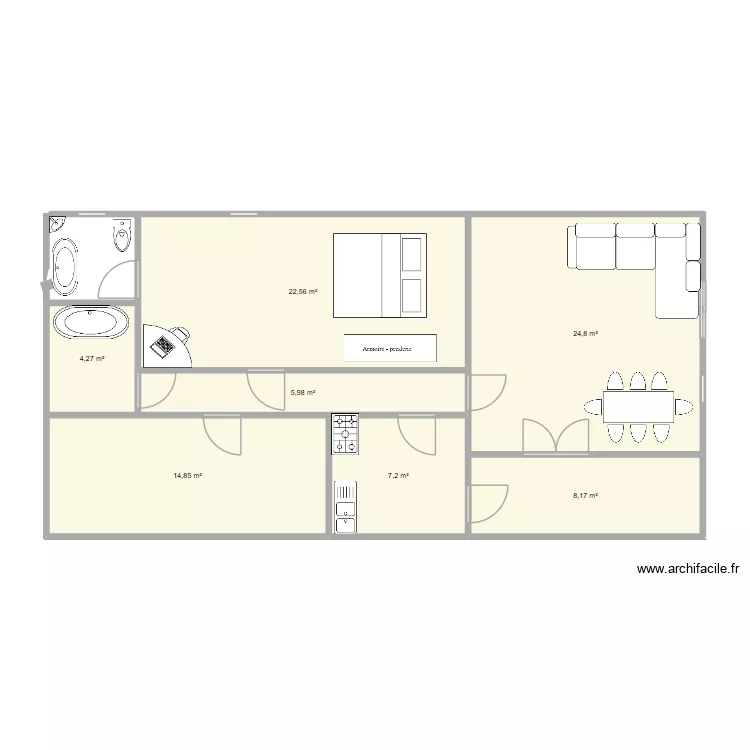 ma maison. Plan de 7  et 88 m²