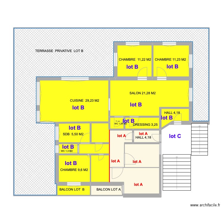 plan du Matafan 1 ER etage . Plan de 20 pièces et 137 m2