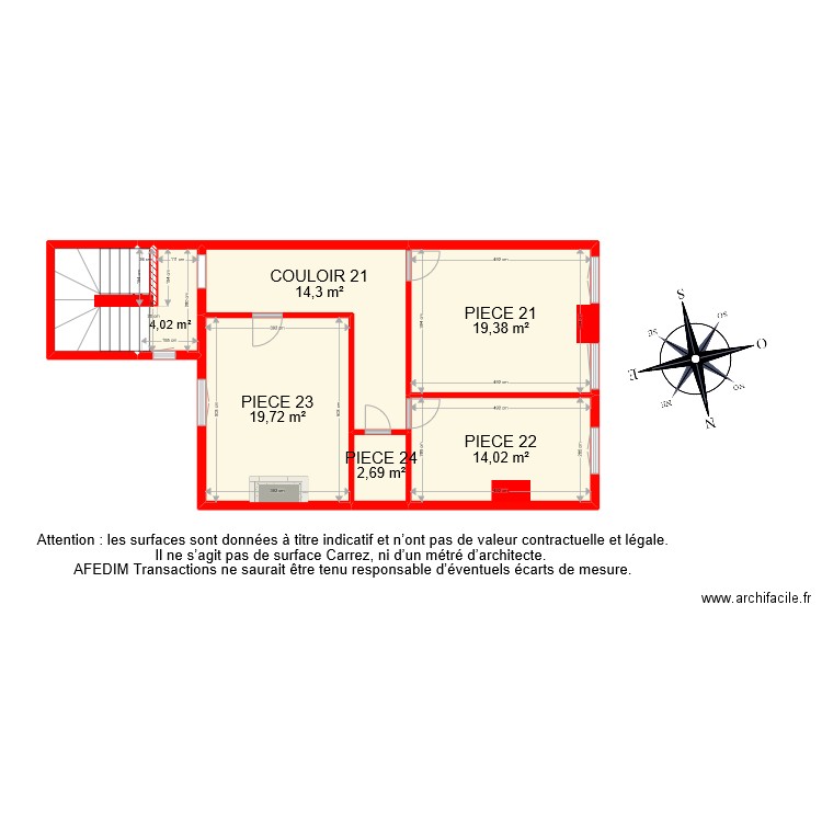 BI 10539 ETAGE 2 EF. Plan de 7 pièces et 80 m2