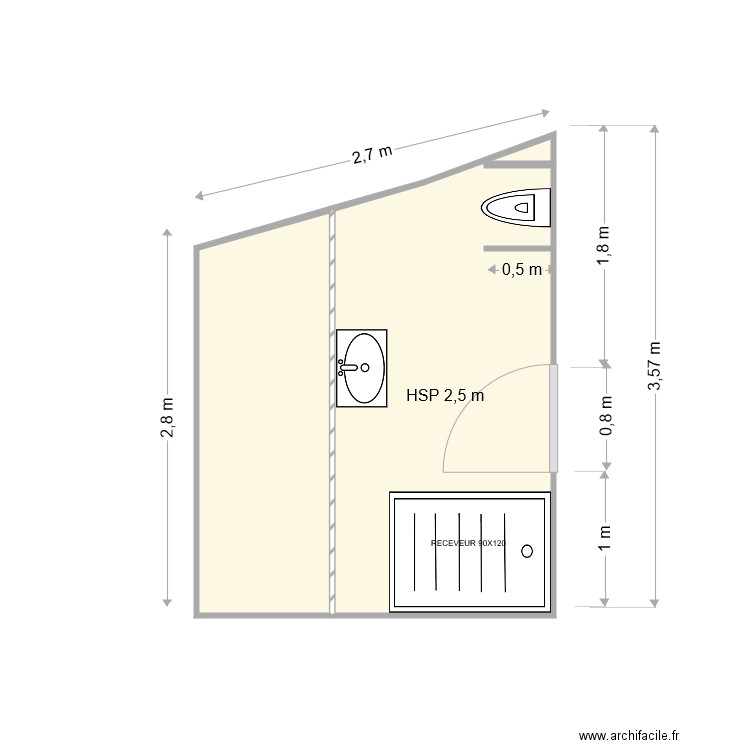 Mabin Etage Futur. Plan de 2 pièces et 8 m2