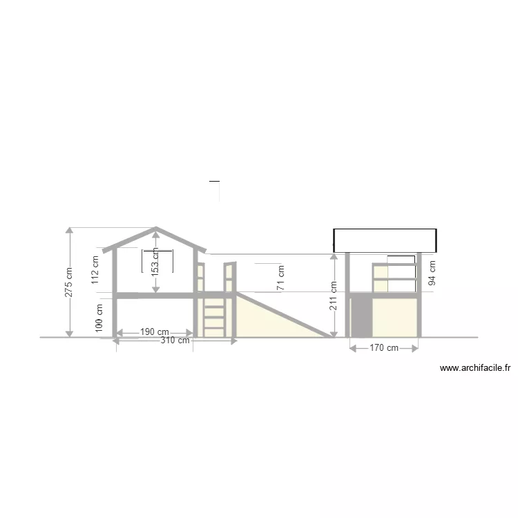 Cabane de jardin enfants 4 cote. Plan de 