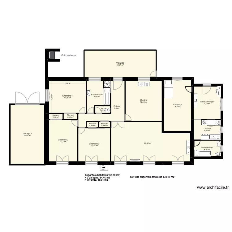 Maison de Bernard transformé. Plan de 19 et 173 m² Maison de Bernard transformé. Plan de 19 et 173 m²