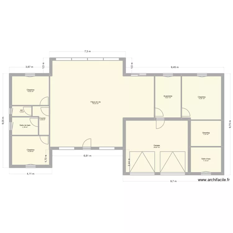 BLANC. Plan de 11  et 170 m²