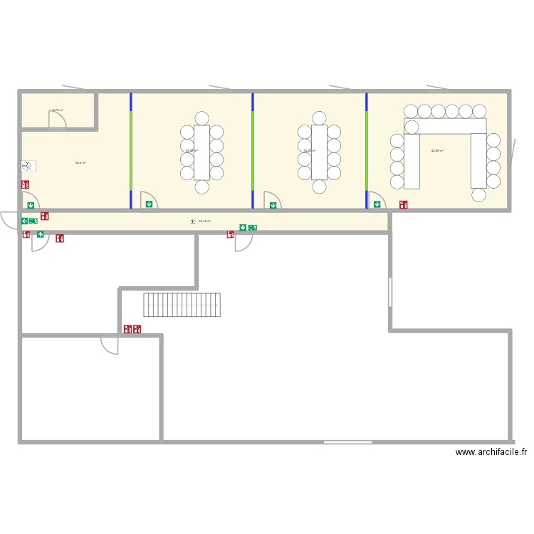 projet bureau étage - plan vide. Plan de 6 pièces et 164 m2