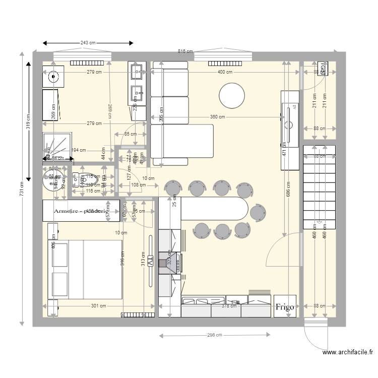  SCI des Amours cusine ilot Stévia. Plan de 0 pièce et 0 m2