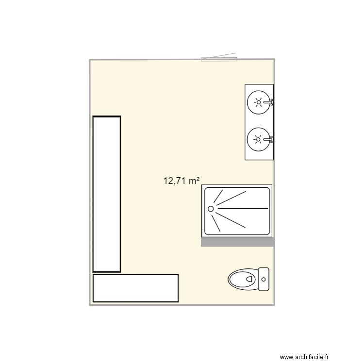 SALLE DE BAIN BRUNO DANY. Plan de 1 pièce et 13 m2