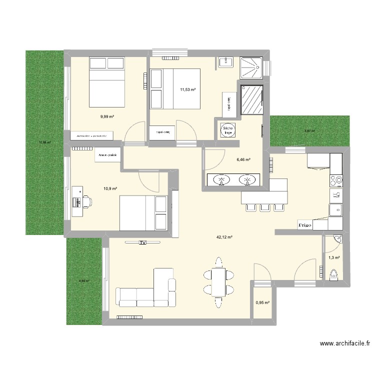 APPART ST JU. Plan de 7 pièces et 83 m2