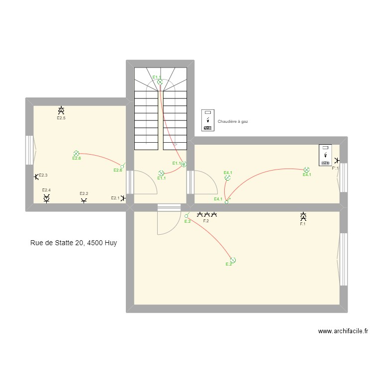 Statte_1er_étage. Plan de 4 pièces et 52 m2