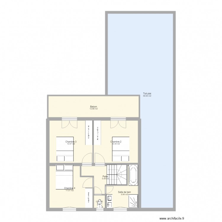 montfermeil etage PC. Plan de 8 pièces et 119 m2