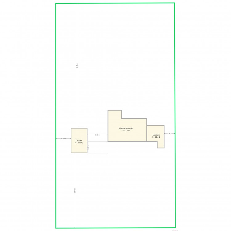 positionnement chalet bois. Plan de 0 pièce et 0 m2