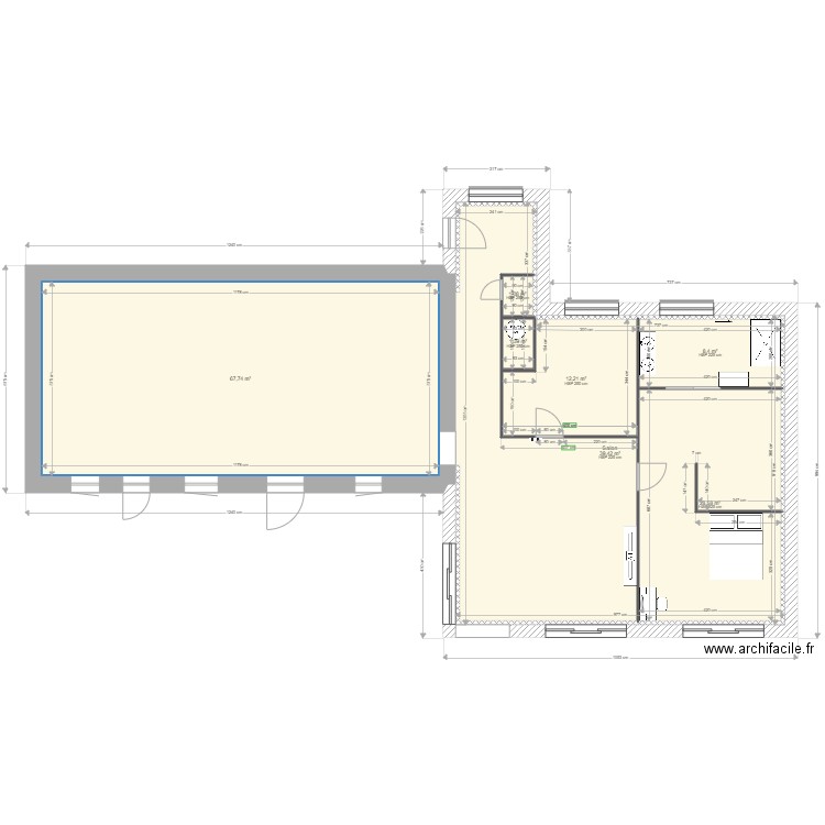 Emmet extension. Plan de 7 pièces et 217 m2
